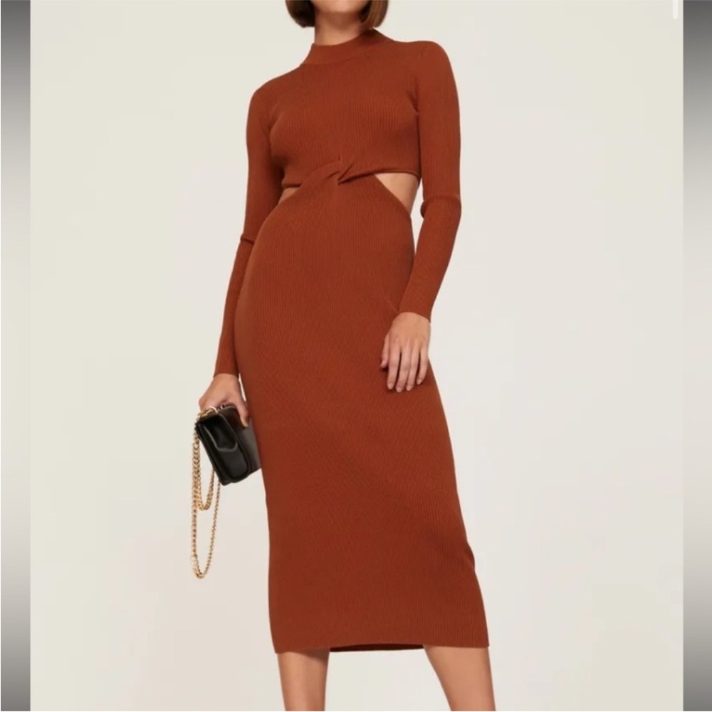 Ronny Kobo Burnt Orange Cut Out Knit Dress